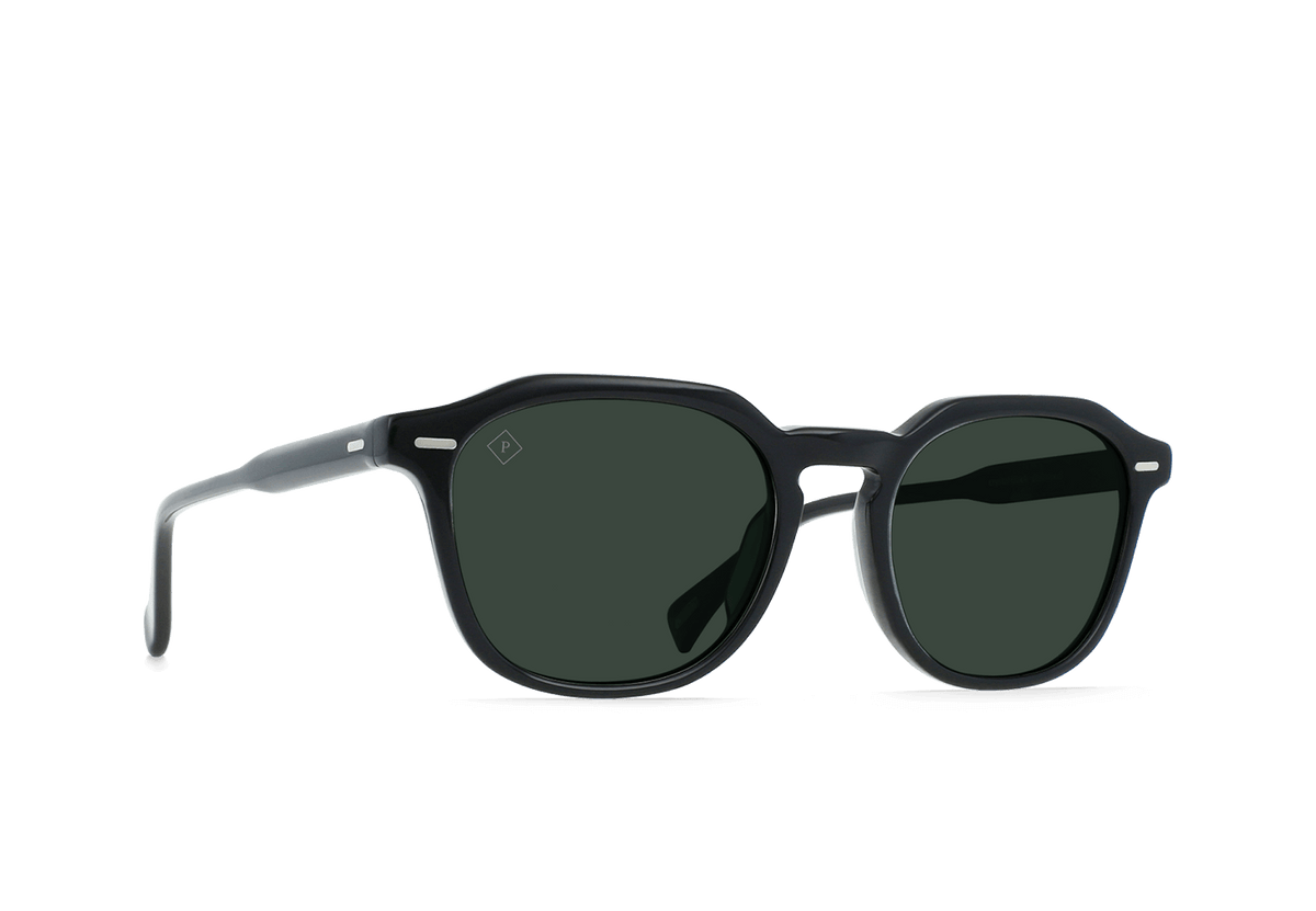 RAEN Clyve Sunglasses in Crystal Black / Green Polarized-52