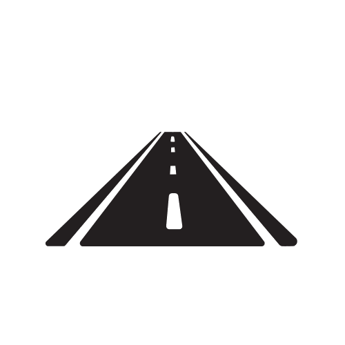 Road icon with a tunnel at the end on a white background
