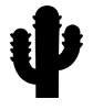 Black silhouette of a cactus on a white background