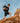 Man hiking on a rocky trail with a backpack against a blue sky.